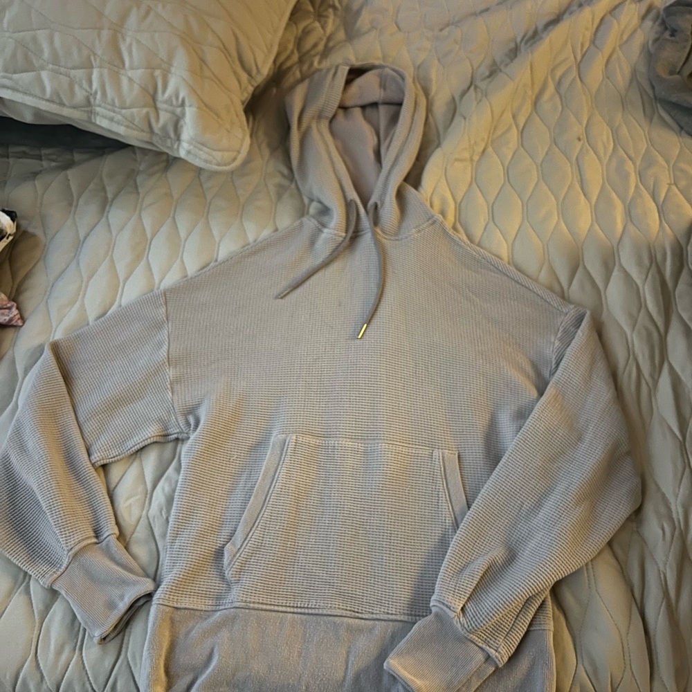 Cozy Gray Hooded Sweatshirt- Athleta